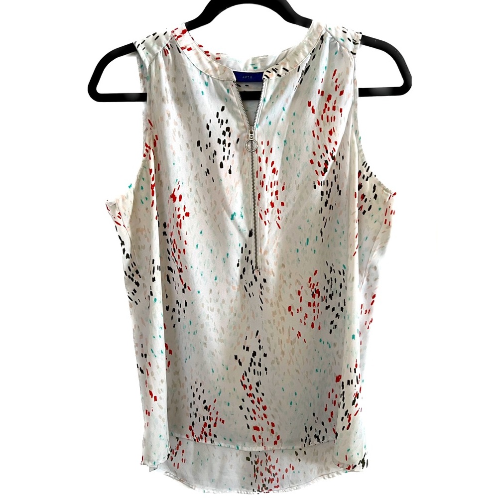 Apt. 9 Sleeveless Zipper Blouse Abstract Color Speck Design (medium)